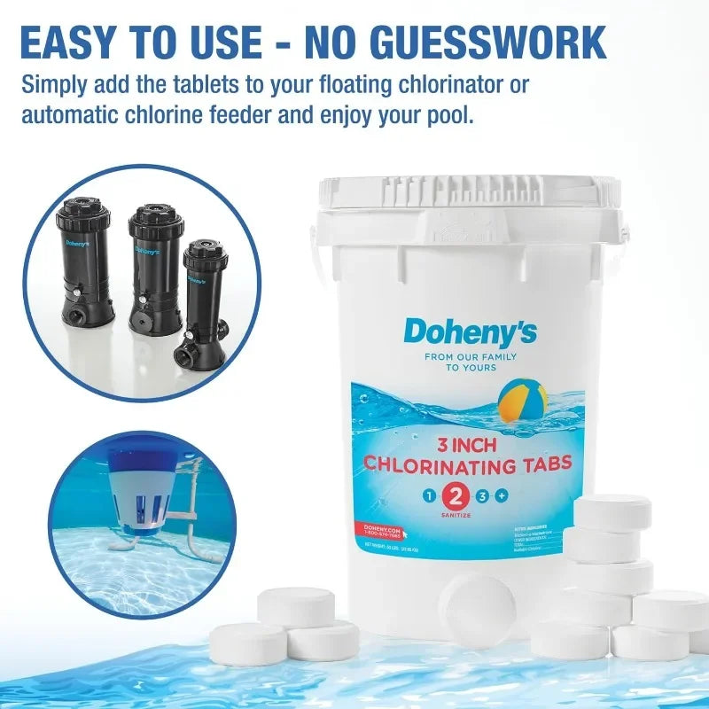 3 Inch Stabilized Chlorine Tablets | Pro-Grade Pool Sanitizer, Long Lasting, Slow Dissolving, 99% Pure Tri-Chlor, Individually - PoolGearX