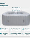 Inflatable Hot Tub 4 To 6 Person, Blow Up Spa Square Outdoor Hottub, 130 Soothing Bubble Air Jets, Cover, 2 Filter Cartridges - PoolGearX