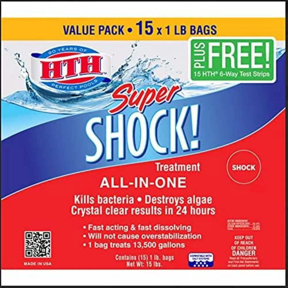 Super Shock Treatment Swimming Pool Chlorine Cleaner, 1 lb (Pack of 15) - PoolGearX