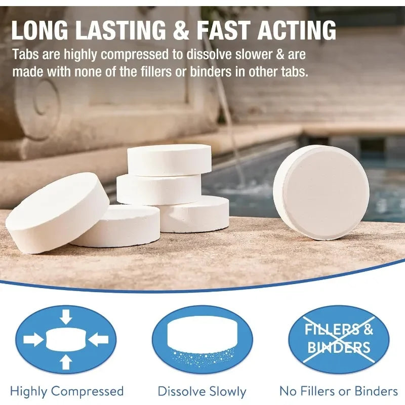3 Inch Stabilized Chlorine Tablets | Pro-Grade Pool Sanitizer, Long Lasting, Slow Dissolving, 99% Pure Tri-Chlor, Individually - PoolGearX