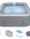 Inflatable Hot Tub 4 To 6 Person, Blow Up Spa Square Outdoor Hottub, 130 Soothing Bubble Air Jets, Cover, 2 Filter Cartridges - PoolGearX