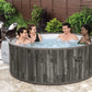 SaluSpa Napa AirJet 2 to 7 Person Inflatable Hot Tub Round Portable Outdoor Spa with 180 Soothing Jets with Cover, Gray - PoolGearX