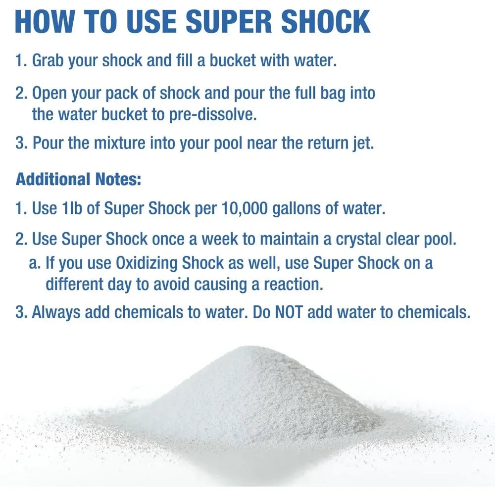 Super Pool Shock De-Chlorinator 24 X 1 Lb Bags Pool Water Treatment Chemicals for Pools Spas - PoolGearX