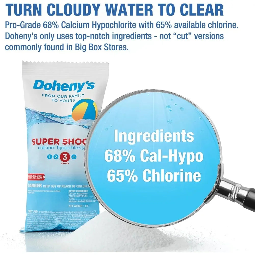 Super Pool Shock De-Chlorinator 24 X 1 Lb Bags Pool Water Treatment Chemicals for Pools Spas - PoolGearX