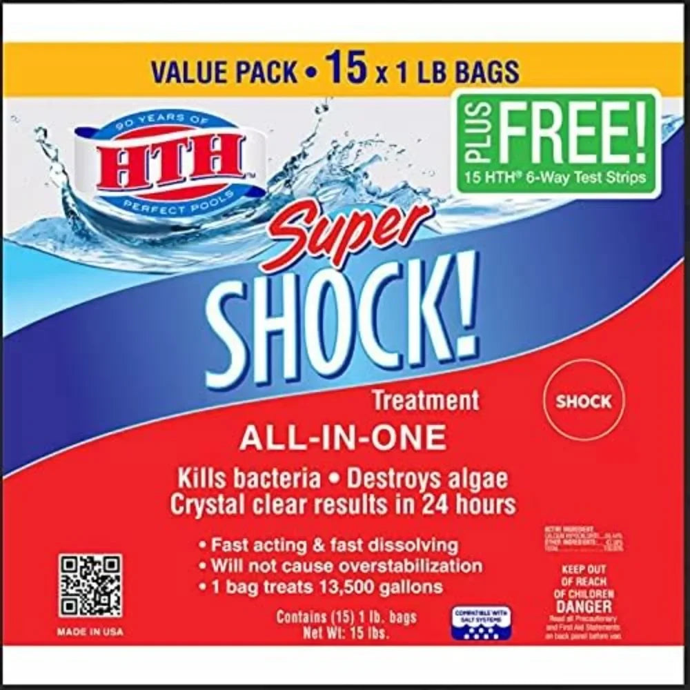 Super Shock Treatment Swimming Pool Chlorine Cleaner, 1 lb (Pack of 15) - PoolGearX