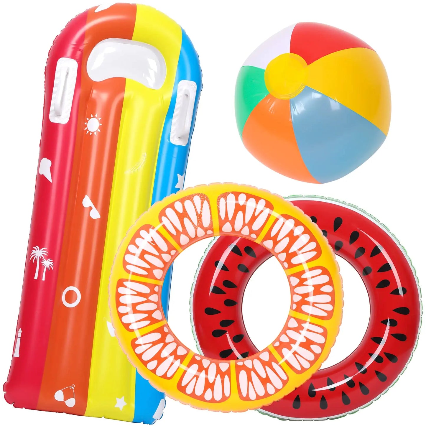 4 Pcs Pool Floats for Kids Inflatable Swimming Rings Fruit Pool Float Beach Ball Summer Beach Water Float Party Toys for Kids