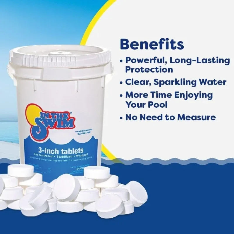 In The Swim Chlorine and Shock Bundle for Sanitizing Swimming Pools – Includes 25 Pound Bucket of 3 Inch Stabilized Chlorine - PoolGearX
