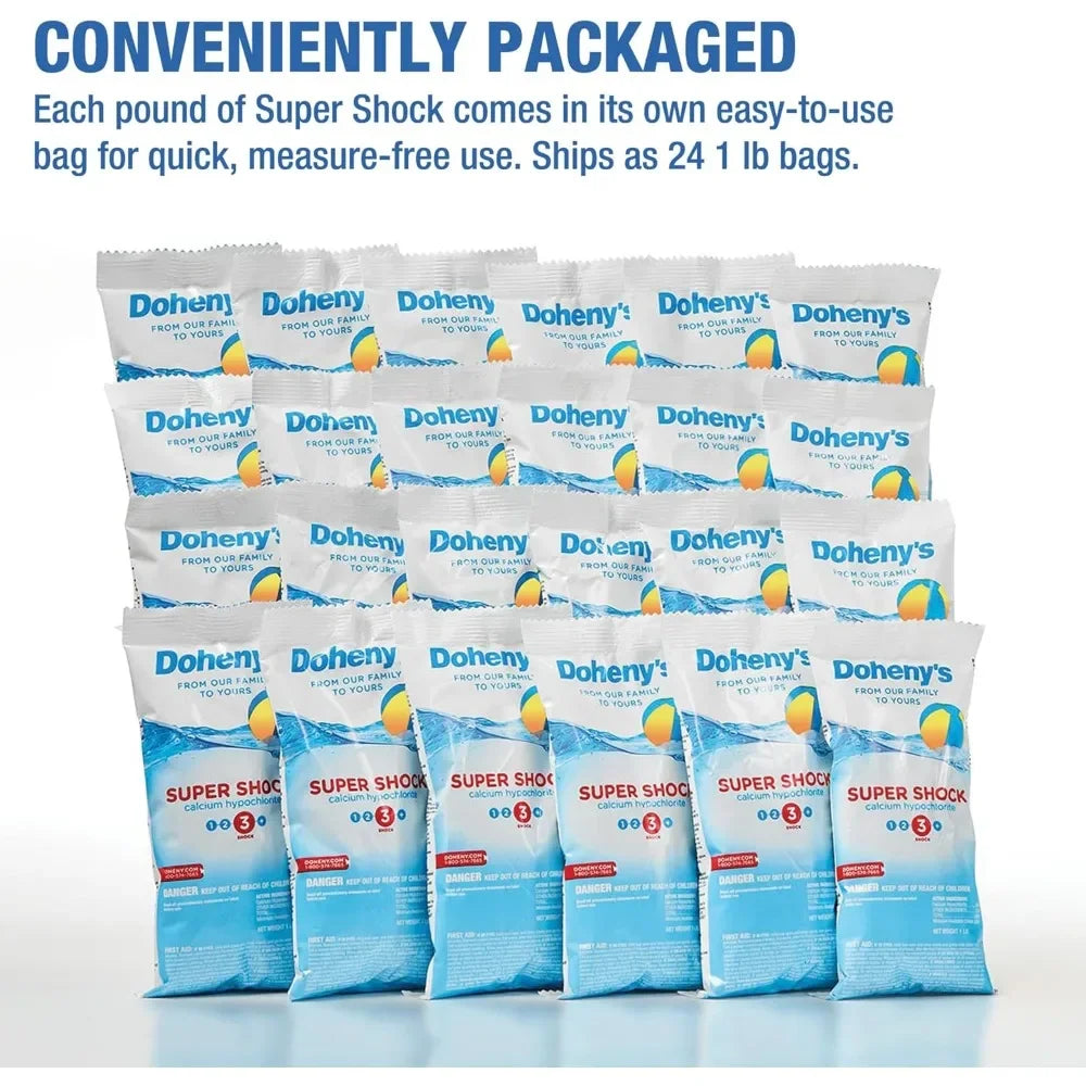 Super Pool Shock De-Chlorinator 24 X 1 Lb Bags Pool Water Treatment Chemicals for Pools Spas - PoolGearX